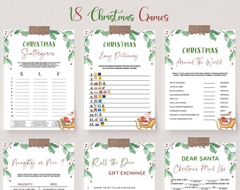 18 Christmas Games Bundle, Printable Christmas Games, Christmas Party Games, School Office Christmas, Family Christmas Game, Download