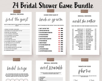 Modern Bridal Shower Games Bundle, Minimalist Packpage Games for Bridal, Editable Games