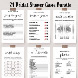 Modern Bridal Shower Games Bundle: 24 Minimalist Games (Editable, Instant Download)