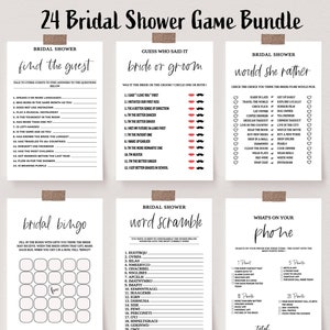 Modern Bridal Shower Games Bundle, Minimalist Packpage Games for Bridal, Editable Games