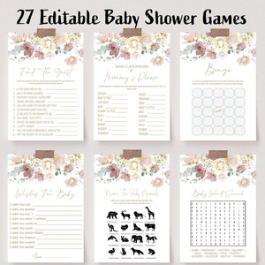 Editable Baby in Bloom Baby Shower Game Bundle, Spring Flowers, Wildflower Baby Shower Game Pack, Instant Download