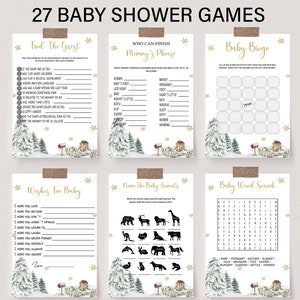 Baby It&#39;s Cold Outside Baby Shower Game Bundle, Editable Winter Baby Shower Game Pack, Snowflake Trees Baby Shower Games
