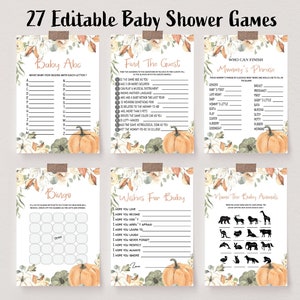 Little Pumpkin Baby Shower Games Bundle, Baby Shower Game Pack, Fall Pumpkin Rustic Baby Shower Activity, Printable Game, BBS95
