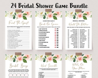 Floral Bridal Shower Games Bundle, Editable Bridal Games, Instant Download
