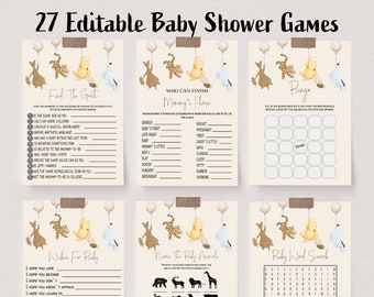 Winnie the Pooh Baby Shower Games Bundle: Gender Neutral (Instant Download)