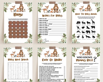 Woodland Baby Shower Games Bundle (Digital Download)