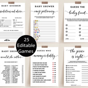 Modern Baby Shower Games Bundle, Minimalist Packpage Games for Baby, Editable Games