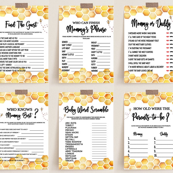 Bee Themed Baby Shower Games Etsy