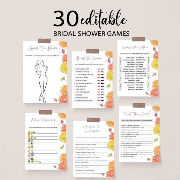 Lemon Bright Floral Bridal Shower Game Bundle, Citrus Bridal Shower, She Found Her Main Squeeze, Bridal Shower Games Printable