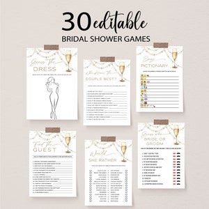 Lot de perles et de jeux de douche nuptiale au prosecco, collier de perles, lot de jeux d'activités de douche nuptiale de prosecco, modifiable