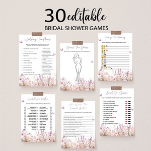 Butterfly Wildflower Bridal Shower Game Bundle, Editable Lifetime of Butterflies Bridal Shower, He Gives Me Butterflies, Printable