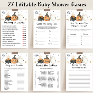 Halloween Baby Shower Games, Editable A Little Boo Baby Shower Games Pack, Pumpkin Ghost Game Bundle, Shower Activity, Gender Neutral, BBS44