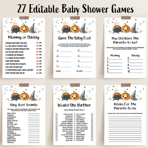 Halloween Baby Shower Games, Editable A Little Boo Baby Shower Games Pack, Pumpkin Ghost Game Bundle, Baby Shower Activity, BBS77