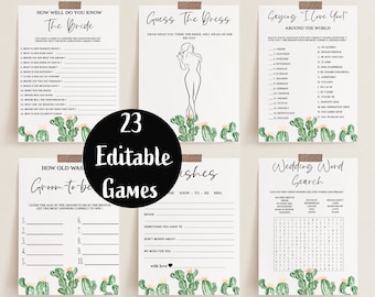 Succulent Bridal Shower Games Bundle: Fiesta Theme (Editable, Instant Download)