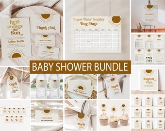 Sun Baby Shower Bundle – Here Comes the Sun Editable Invitation with Sunshine Games