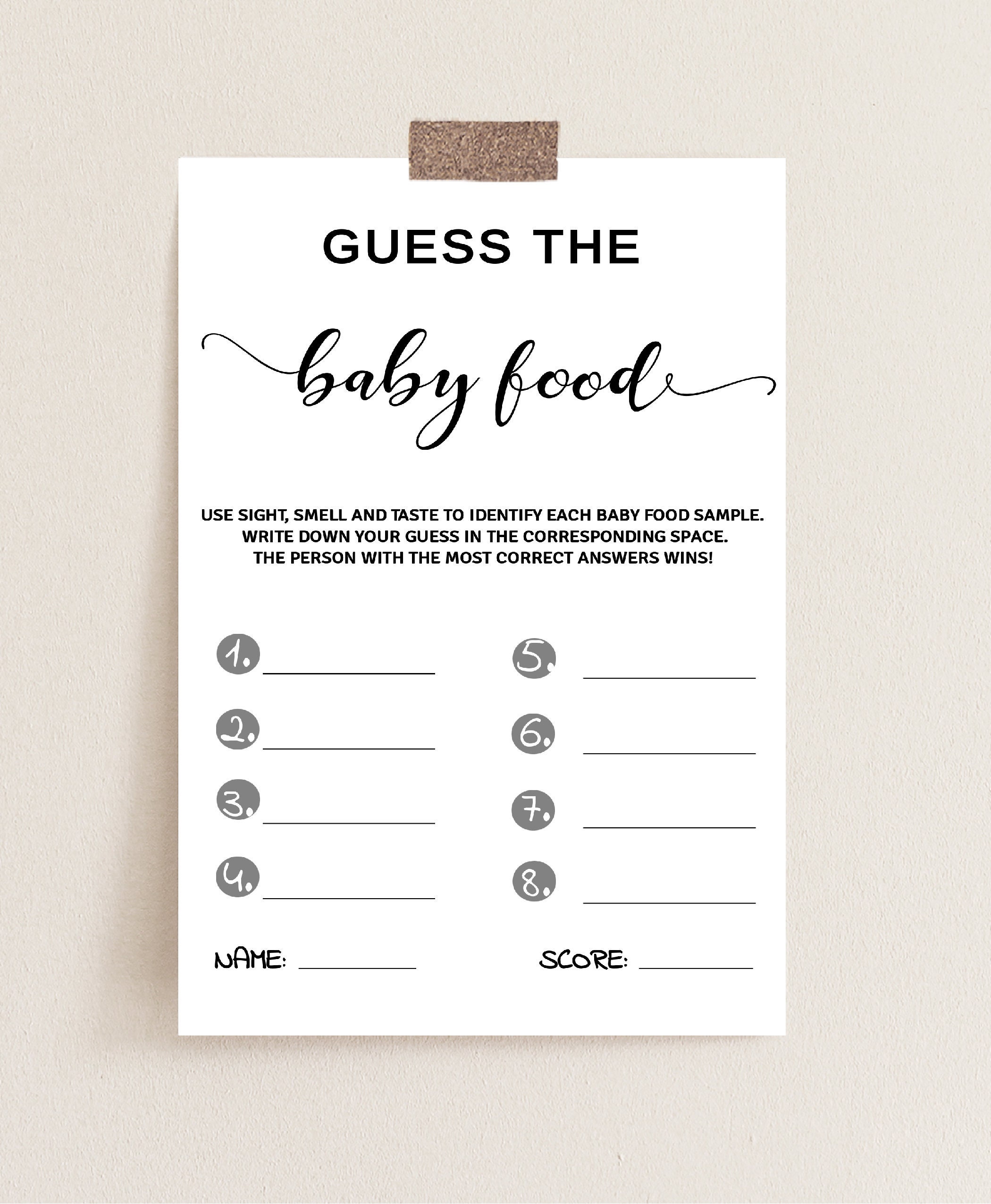 Guess The Price Baby Shower Game, Baby Shower Game Printable, Baby