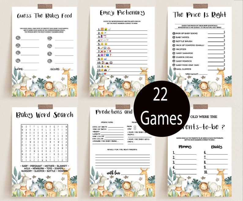 Safari Baby Shower Game Games Animals Bundle Sales of SALE items from new works Limited price sale Pack