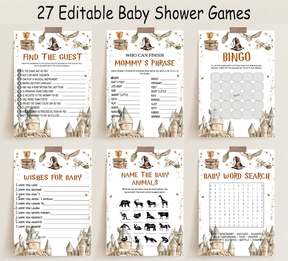 Wizard Baby Shower Games Editable Magic Baby Shower Game Bundle