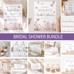 Lifetime of Butterflies Bridal Shower Invitation Bundle, Editable Butterfly Bridal Shower Pack, Bridal Shower Games Decor Butterflies