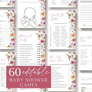 Editable Baby In Bloom Baby Shower Games Bundle, Printable Wildflower Baby Shower Games, Floral Girl Baby Shower Games, Baby In Bloom Theme