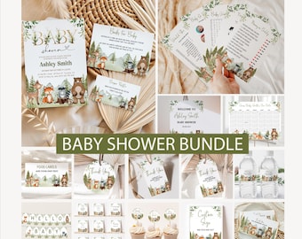 Woodland Baby Shower Invitation Bundle: Editable Animals Theme (Digital Download)