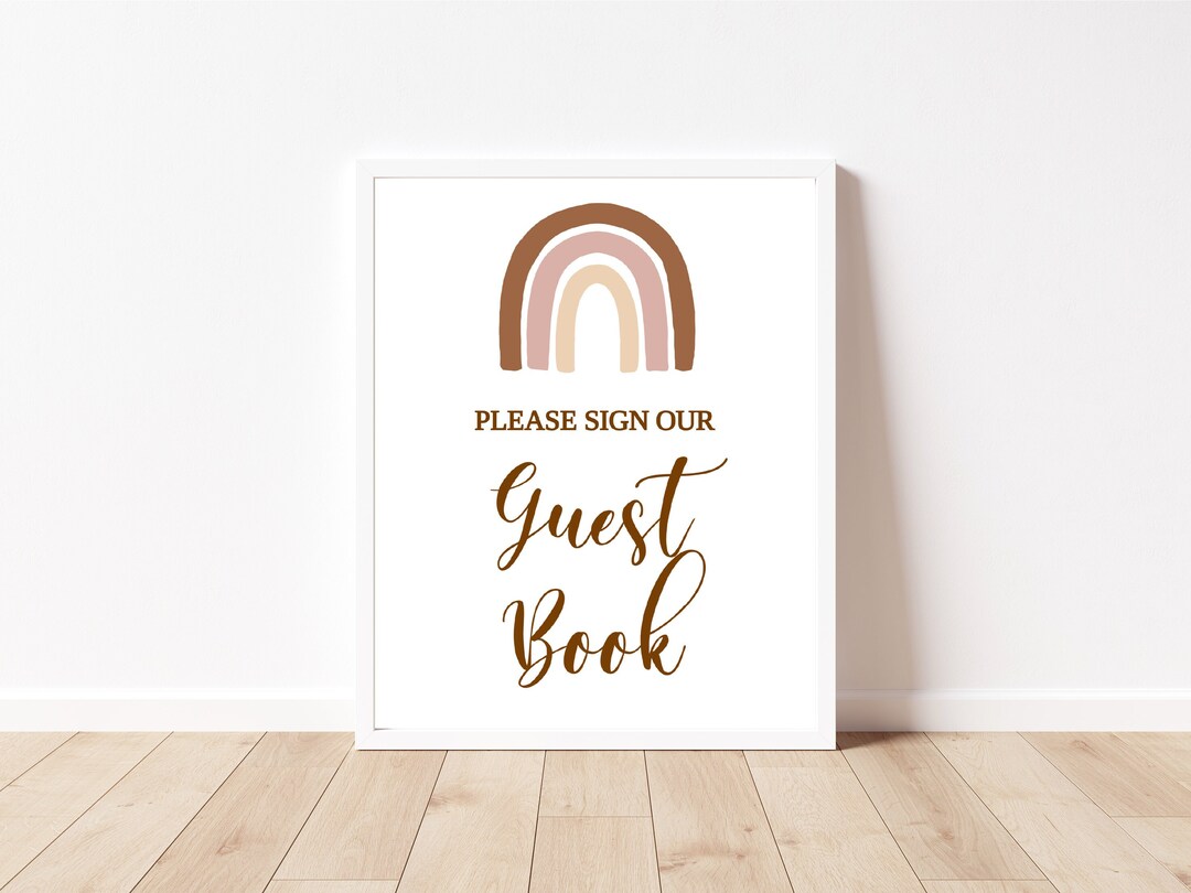 Rainbow Guest Book Sign, Boho Rainbow Guest Book Baby Shower Sign ...
