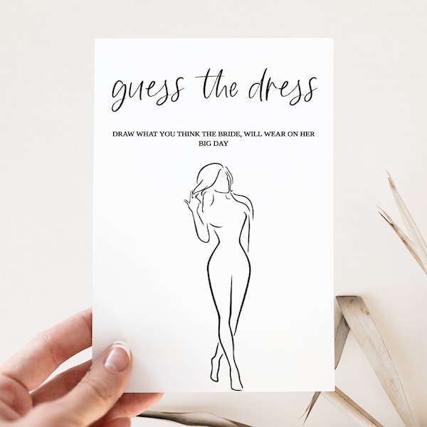 Guess The Dress Bridal Shower Game, Modern Bridal Shower Icebreaker Game, Minimal Bridal Shower Game Template, Instant Download