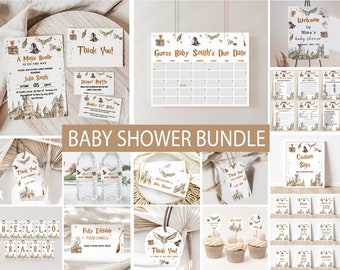 Wizard Baby Shower Invitation Bundle, Editable Magic School Wizard Baby Shower Invite, Wizard Magic Shower, Instant Download