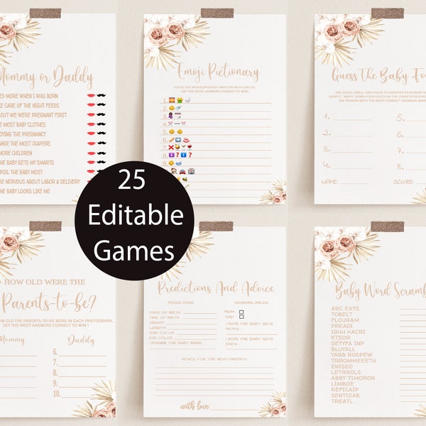 Printable Baby Shower Games - Etsy