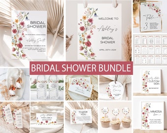 Wildflower Bridal Shower Invitation Bundle: Editable Floral Decor (Digital Download)