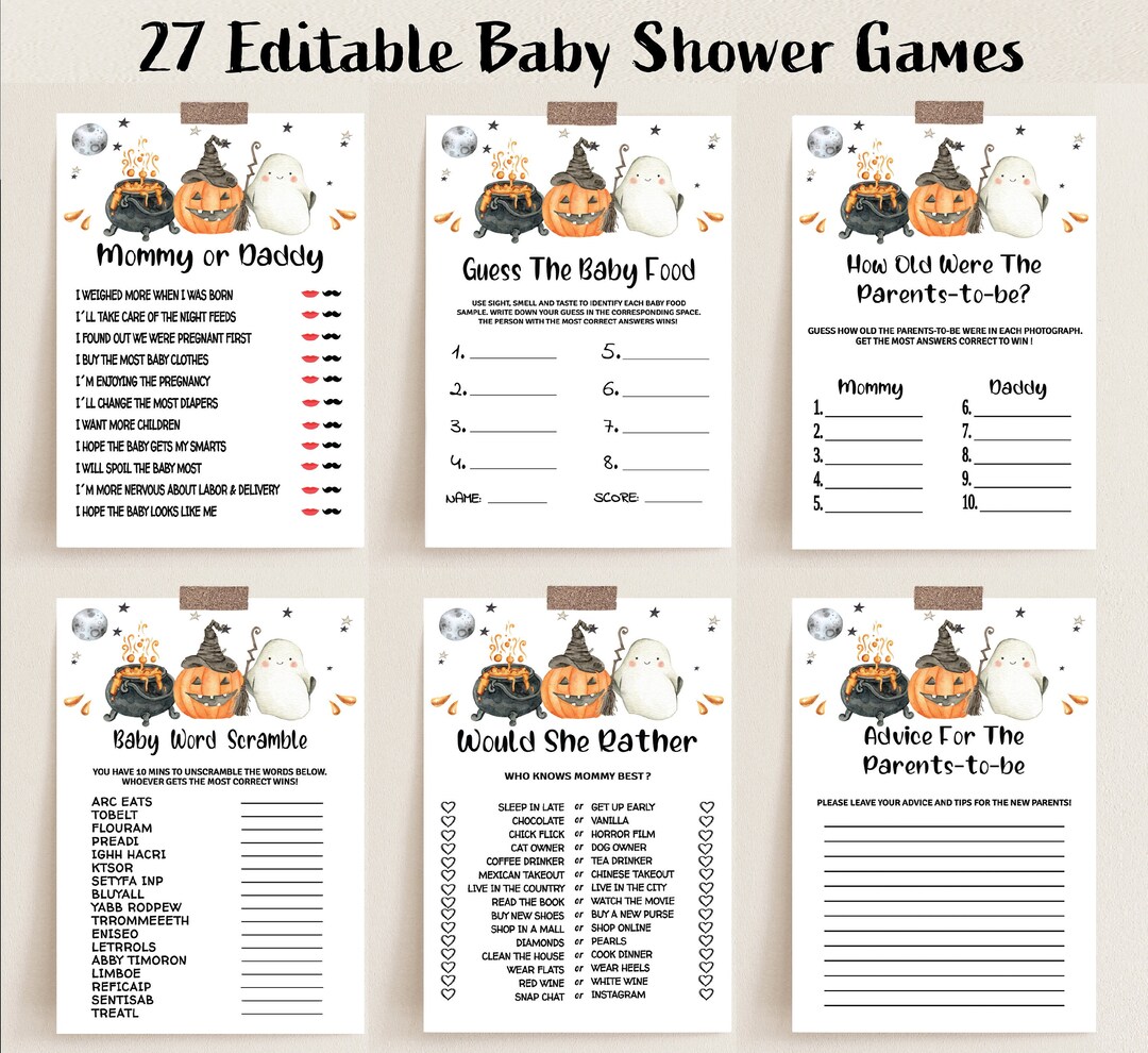 Halloween Baby Shower Games, Editable A Little Boo Baby Shower Games