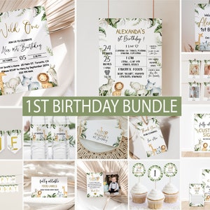 Wild One 1st Birthday Bundle, Safari Wild One Birthday Bundle, Wild One Invitation Bundle, Instant Download, Birthay Boy, Welcome, Milestone