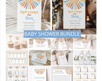 Sunshine Baby Shower Invitation Bundle: Editable Sonshine Decor (Digital Download)