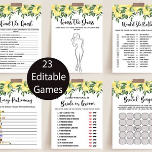 Lemon Bridal Shower Game Bundle, Editable Lemon Bridal Games, Lemon and Greenery Games, Citrus Lemon Shower Games