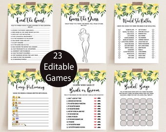Lemon Bridal Shower Game Bundle: 23 Editable Citrus Games (Digital Download)
