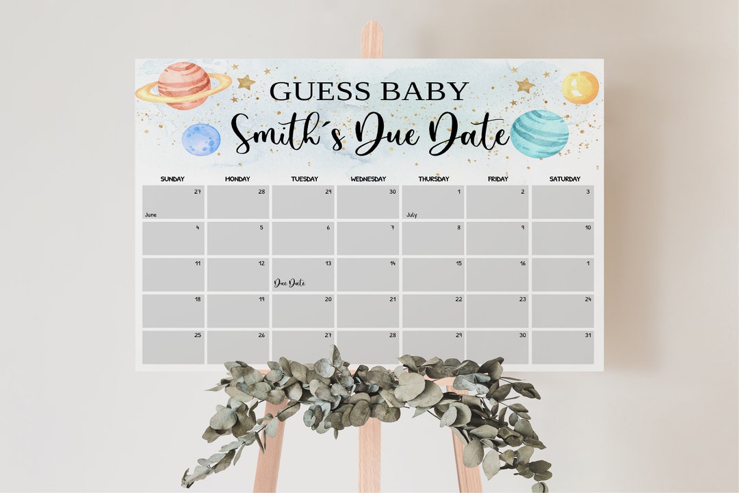 editable-space-baby-shower-due-date-calendar-outer-space-etsy