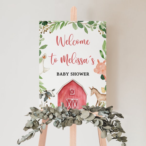 Editable Welcome Sign, Farm Animal Baby Shower Welcome Sign, Instant Download, BBS45