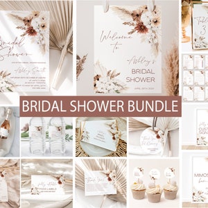 Boho Bridal Shower Invitation Bundle, Editable  Bridal Shower Invitation and Games Bundle, Boho Floral , Printable Bridal Shower, Decor