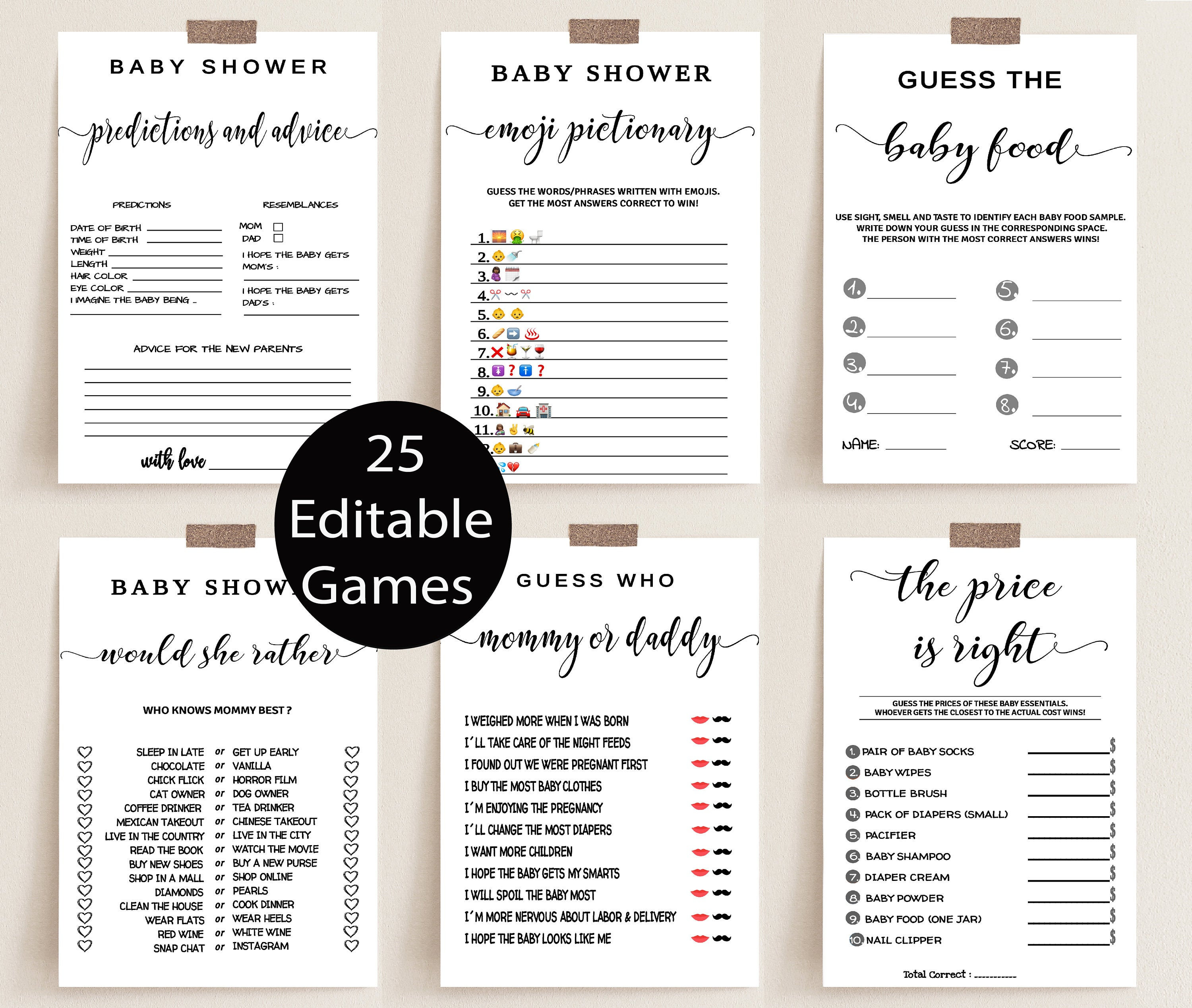 modern baby shower printable baby shower games minimalist baby shower ...