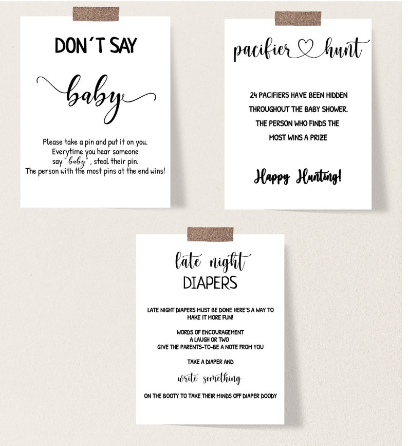 Modern Baby Shower Games Bundle, Minimalist Packpage Games for Baby, Editable Games image 5