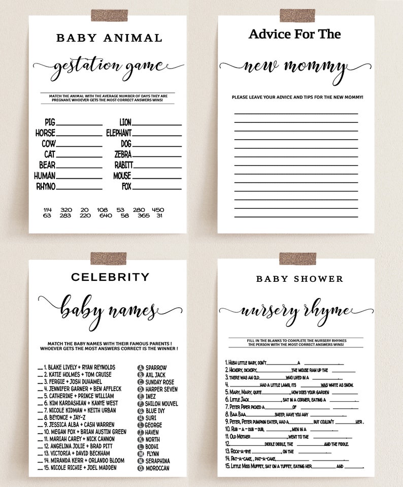 Modern Baby Shower Games Bundle, Minimalist Packpage Games for Baby, Editable Games image 4