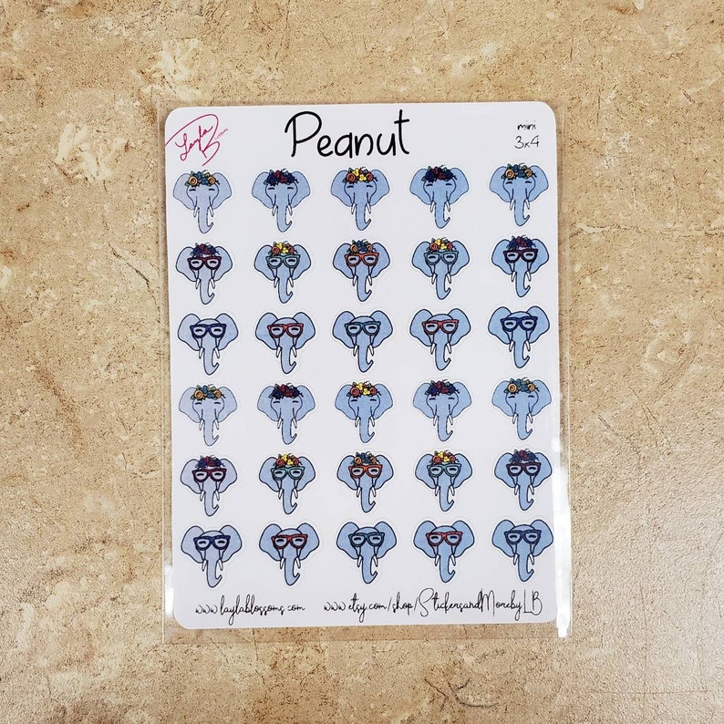 Peanut the Elephant Planner Stickers/ Sticker Sheets/ Etsy UK