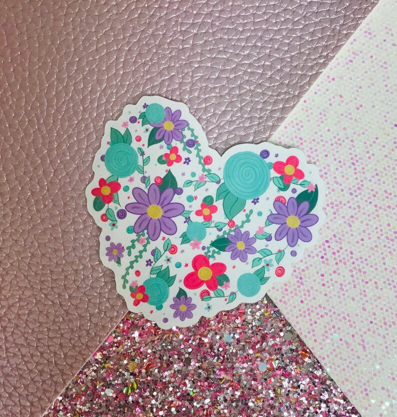 cups laptops or walls weatherproofvinyl sticker Floral heart vinyl decal StickersandMorebyLB Layla Blossomsdecals for cars tumblers