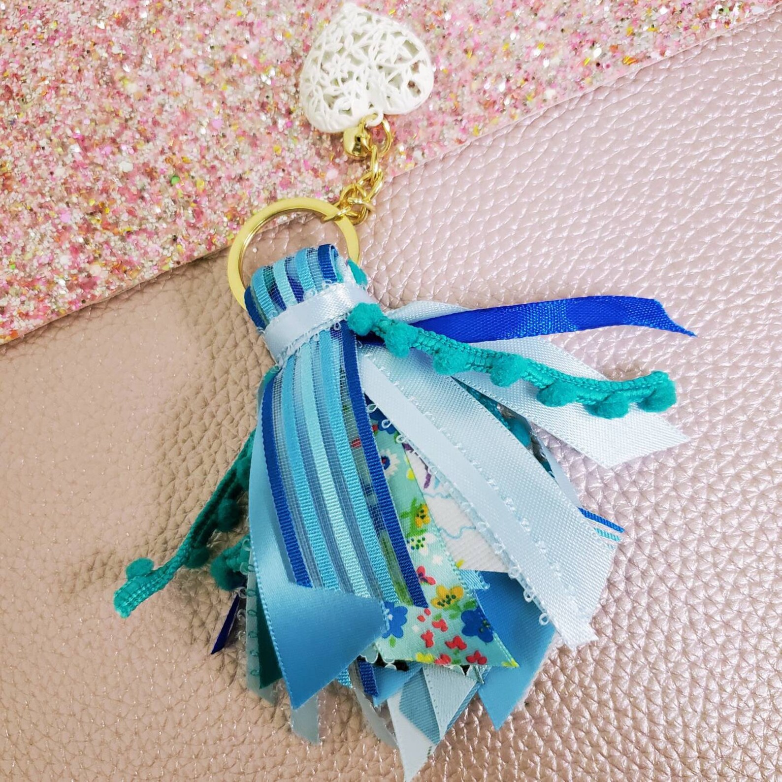 3 Blue Ribbon Tassel Keychain With Small Wristlet/ Etsy Hong Kong