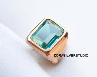 Neon Apatite quartz Signet ring, 22K Gold Fill, Apatite signet ring, 925 silver Ring, Women ring, man  ring, engagement ring, Gift Ring