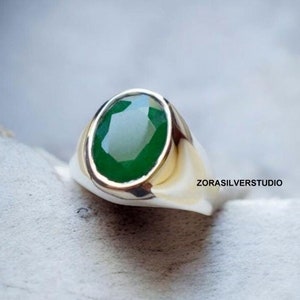 Natural Emerald ring, signet ring, Emerald ring, man Ring, Women Ring, 925 Solid Sterling Silver Ring, 22k Gold fill, Birthstone Ring,
