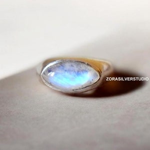 Marquise Moonstone ring , signet ring , 925 sterling silver , unisex ring , man ring , rainbow Moonstone gemstone , Moonstone silver ring