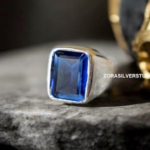 iolite Quartz ring, 22K Gold Filled, signet ring , 925 sterling silver, unisex ring, man ring, Faceted iolite Quartz gemstone , silver ring