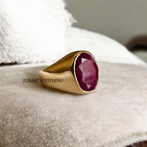 Natural Plum Ruby ring , signet ring , 925 sterling silver ring , man ring , Ruby mens ring , Faceted Ruby gemstone , oval ruby silver ring