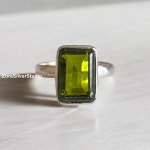 Peridot ring, 22K Gold Fill, 925 sterling silver ring, Green Peridot ring, silver ring, gift ring